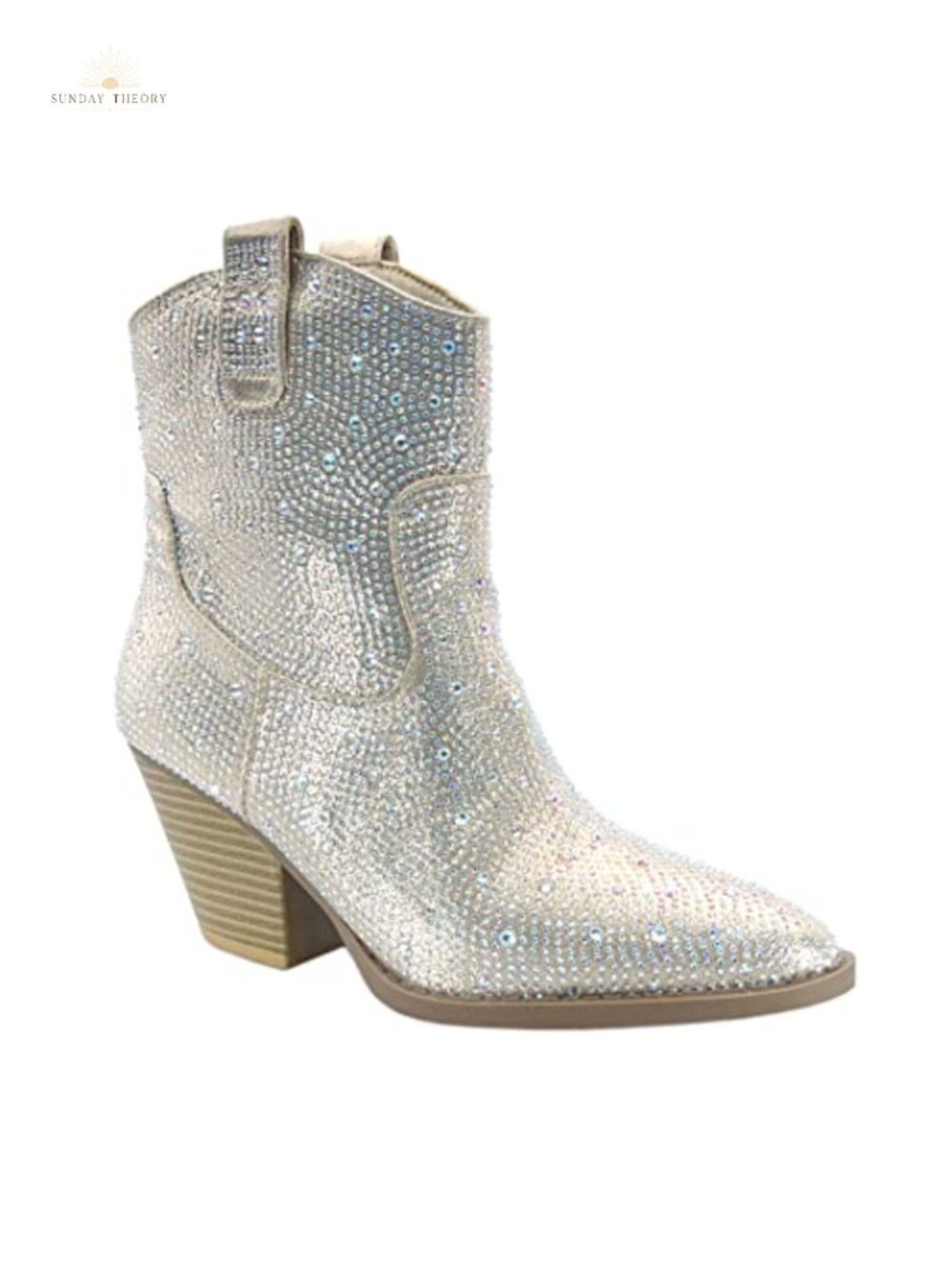 Rhinestone Textile Pointed Toe Western Ankle Booties